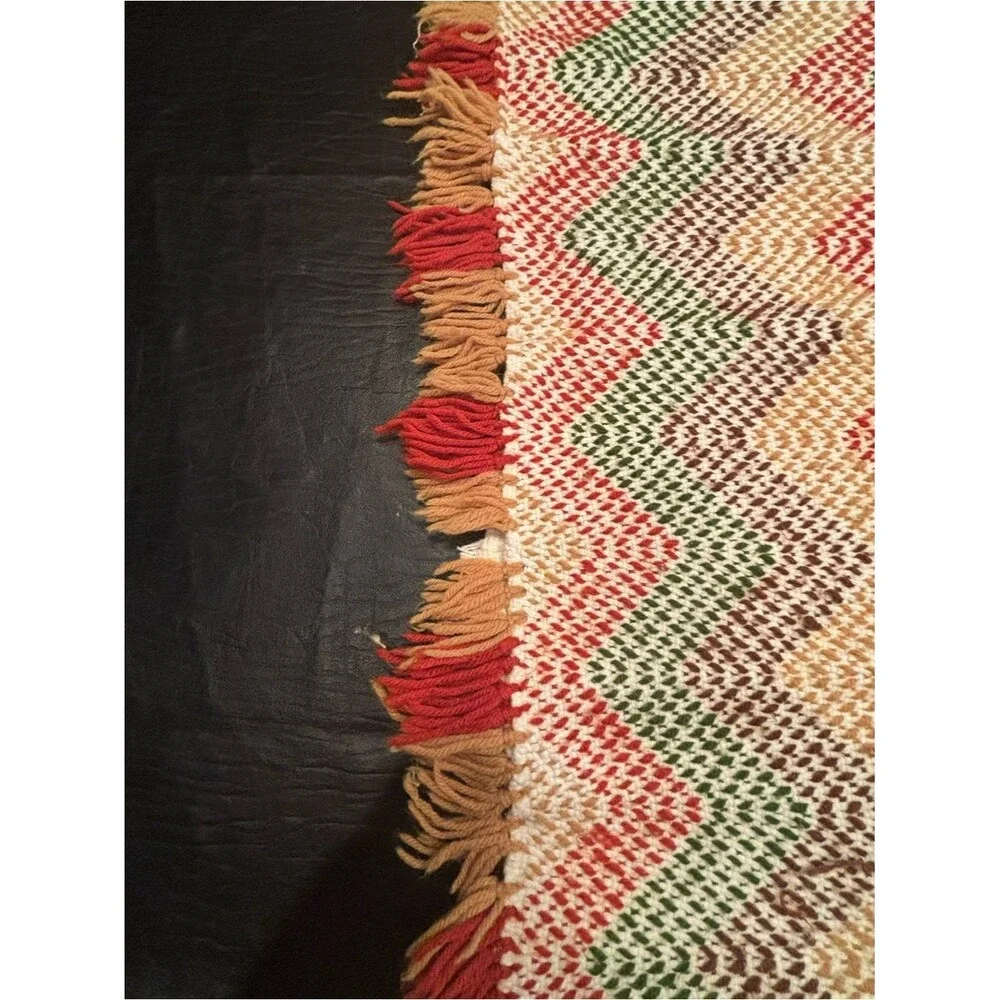 Vintage Handmade Chevron Throw Blanket
